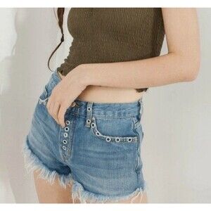 Free People We The Free Barcelona Nights Grommet Cutoff Denim Shorts 25